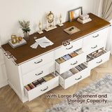 EnHomee 9 Drawers Dresser, 63" W Farmhouse Dressers for Bedroom Dressers with 9 Drawers, Solid Wood Dresser TV Stand with Large Metal Handle, Modern Wood Drawer Organizer for Closet (Antique White) EnHomee