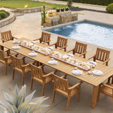 YEFU Outdoor Patio Dining Sets: All Weather 12 Piece Dining Table Set for 10 with Umbrella Hole & Aluminum Frame - Outdoor Furniture Patio 2 Table and 10 Chairs for Outside Backyard/Porch/Deck Teak YEFU