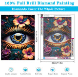 Meothan Eye Diamond Painting Kits for Adults Eyes Diamond Art Kits for Adult Beginners Full Round Drill Flower Diamond Art Painting Gem Art Kits for Home Wall Decor (16x12 inch) Meothan