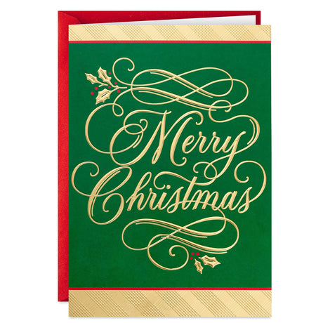 Hallmark Boxed Christmas Cards, Green and Gold (40 Cards with Envelopes) Hallmark