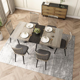 Ufurpie Grey Extendable Dining Room Table for 4 5 6 7 8 People,Large Rectangular Expandable Kitchen Table with Storage Compartment,Industrial Long Wooden Conference Meeting Table,Rustic Grey & Black Ufurpie