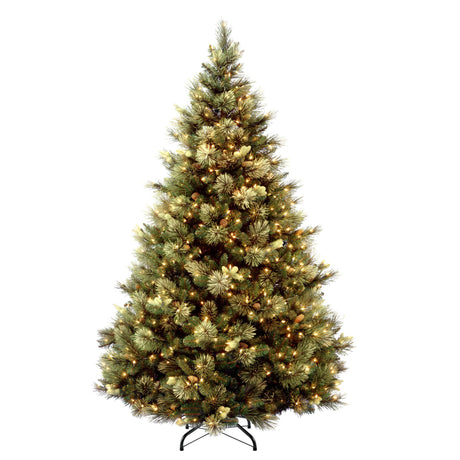 National Tree Company 'Feel Real' Pre-lit Artificial Christmas Tree | Includes Pre-strung White Lights | Flocked with Cones | Carolina Pine - 6.5 ft National Tree Company