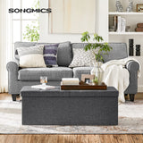 SONGMICS MAZIE Collection - 43 Inches Storage Ottoman, Foldable Storage Bench with Flipping Lid, 660 lb Load Capacity, for Entryway, Living Room, Bedroom, Dark Gray ULSF76GYZ SONGMICS