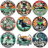 Yijingtop 8PCS Funny Cat Diamond Painting Coaster Kit with Holder,Bad Kitty Diamond Art Coasters,Crafts Kits for DIY Coasters Diamond Art Kits for Adults Yijingtop
