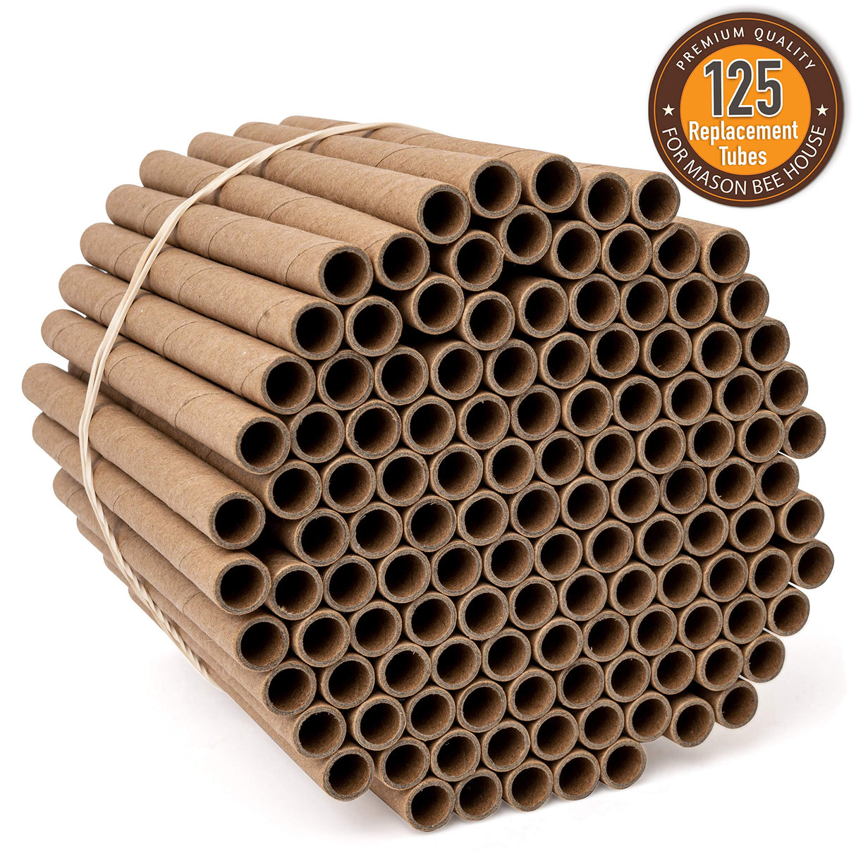 Rivajam 125 Mason Bee House Cardboard Nest Tubes Refill Pack | Solitary Bee Hive & Supplies | Starter Kit & Habitat Garden Gift | Hotels Tubes & Nest Box Inserts Liners Rivajam