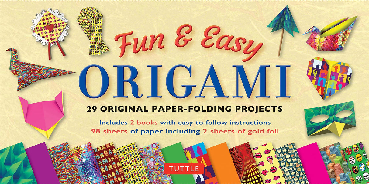 Fun & Easy Origami Kit: 29 Original Paper-folding Projects: Includes Origami Kit with 2 Instruction Books & 98 Origami Papers Tuttle Publishing