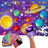 QUOKKA Puzzles for Kids Ages 8-10 - 150 Pcs Jigsaw Puzzles for 6-8 Year Olds - 400+ Facts on 50 Double-Sided Flashcards | Learn Space | Education Activity Gift - Shaped Puzzles for Toddlers 4-6 QUOKKA