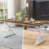 AMICLIBER Farmhouse Dining Table for 6-8 People, 70.8 Inch Rectangular Wood Dining Table, Rustic Kitchen Table with Extra Heavy Duty Metal Legs for Dining Room - Rustic Oak/White AMICLIBER