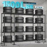 REIBII 78.4''W Storage Shelves Wire Shelving Unit Load 1500LBS,4 Tier Metal Shelving with Adjustable Metal Shelf Wire Rack for Pantry Shelves Commercial Shelving Kitchen Garage 78.4''Wx11.8''Dx59''H REIBII