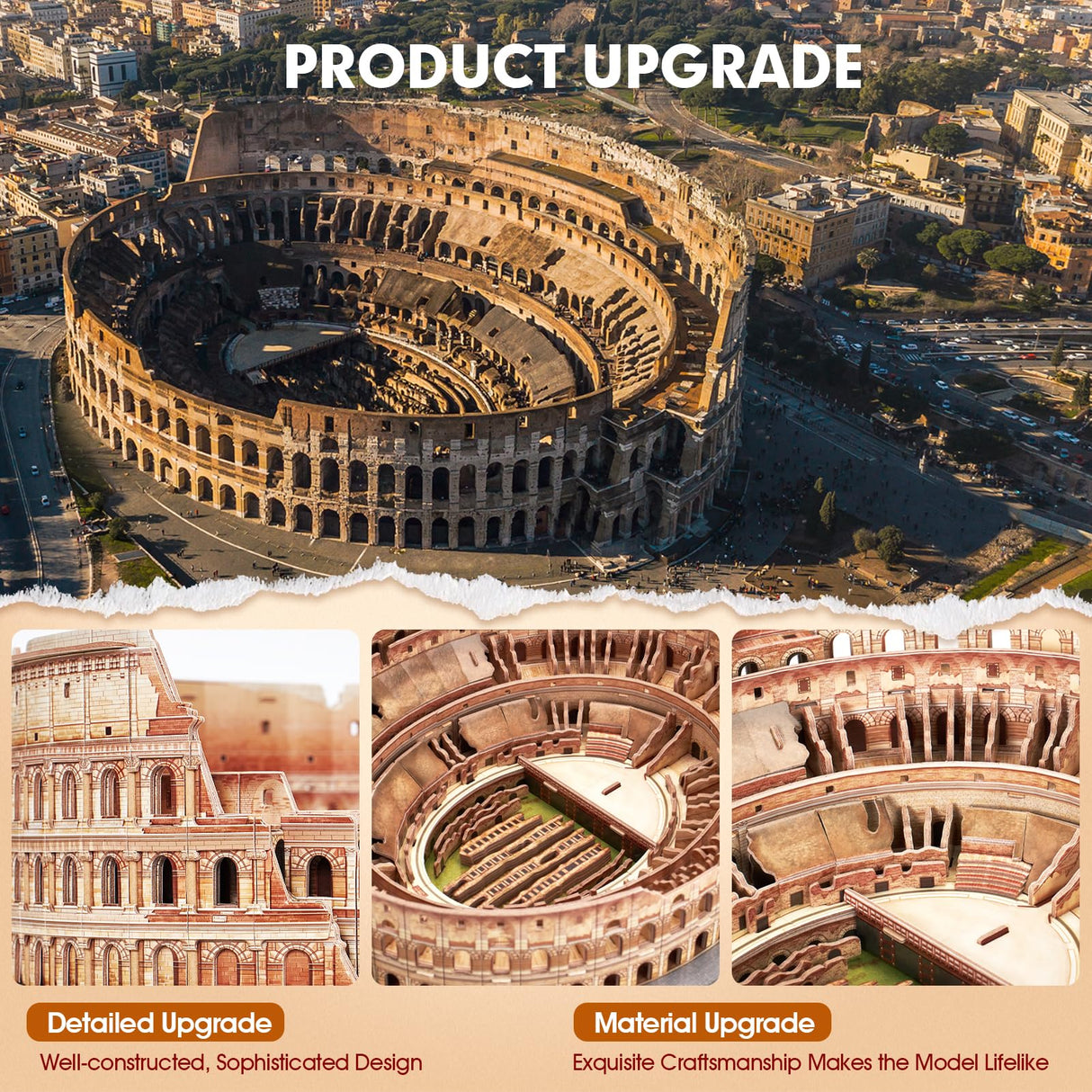 CubicFun 3D Puzzles for Adults Kids New Version Italy Rome Colosseum Jigsaw Puzzle DIY Building Model Kit Easter Gift for Boys Girls Age 10+, 163 Pieces Puzzles for Kids Ages 8-10 Easter Gifts CubicFun