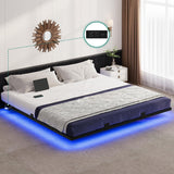 YITAHOME Floating Bed Frame King Size,Floating Bed with LED Lights & Charging Station, Metal Platform Bed Frame with Heavy Duty Steel Slats, No Box Spring Needed, Black YITAHOME