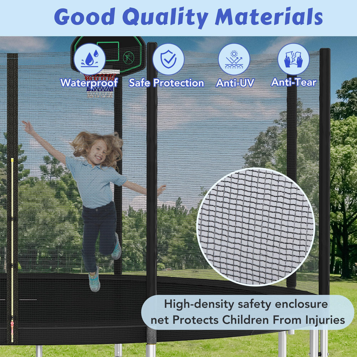 Trampoline 14FT for Kids and Adults with Safety Enclosure Net, Basketball Hoop &Ladder 1500LBS ASTM Compliant Outdoor Recreational Trampoline Merax