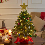 Joiedomi 24"/2FT Mini Christmas Tree Tabletop Set with Clear LED Lights, Artificial Mini Christmas Tree with Star Treetop and Hanging Ornaments, Best DIY Xmas Decorations Joiedomi