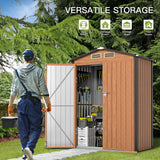 Florise Outdoor Storage Shed, 5x3 Ft Metal Steel Tiny House with Frame Floor & Lockable Door, Vertical Outside Storage Building for Garden, Backyard, Lawn, Patio Utility, Tool Storage Florise