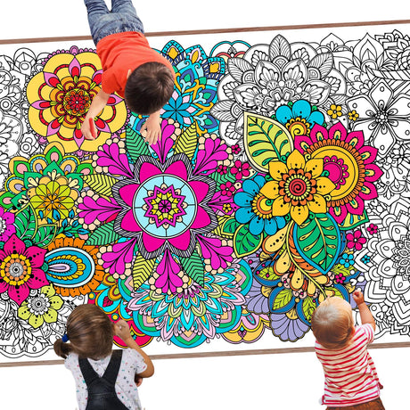 Leezead Mandala Giant Coloring Poster, 55.1 x 23.6 Inches Large Mandala Themed Coloring Poster&Table Cover Party Drawing Paper Tablecloth for Home Classroom Party Supplies Decorations Leezead