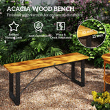 Outsunny Outdoor Bench, Acacia Wood Patio Garden Bench, 47" 2-Person Backless Patio Loveseat with Slatted Seat and Metal Frame, Weather/Corrosion Resistant for Outside, Front Porch, Park, Teak Outsunny