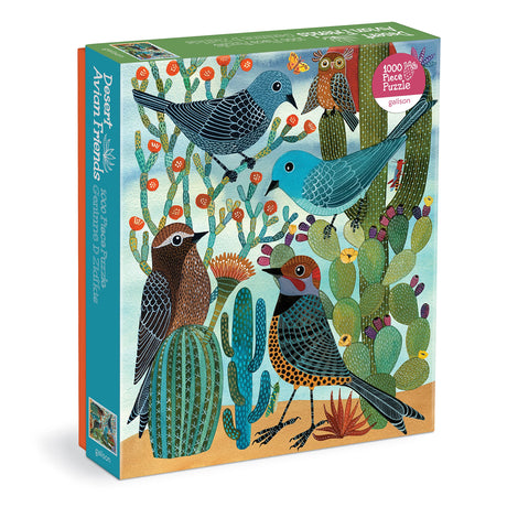 Galison Desert Avian Friends 1000 Piece Puzzle from Galison - 20" x 27" Beautifully Illustrated Puzzle from Geninne Zlatkis, Thick & Sturdy Pieces, Challenging Activity for Adults, Unique Gift Idea! Galison