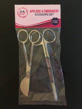 6 Inch Stainless Steel Applique Duckbill Scissors Blade with Offset Handle & 6 Inch Machine Embroidery Double Curved Scissors Bundle Belle Draft