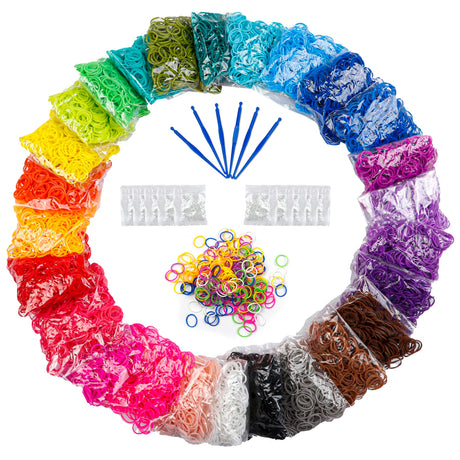 12730+ Loom Rubber Bands Refill Kit in 26 Color with 500 Clips,6 Hooks, Premium Bracelet Making Kit for Weaving DIY Crafting Gift Booriss