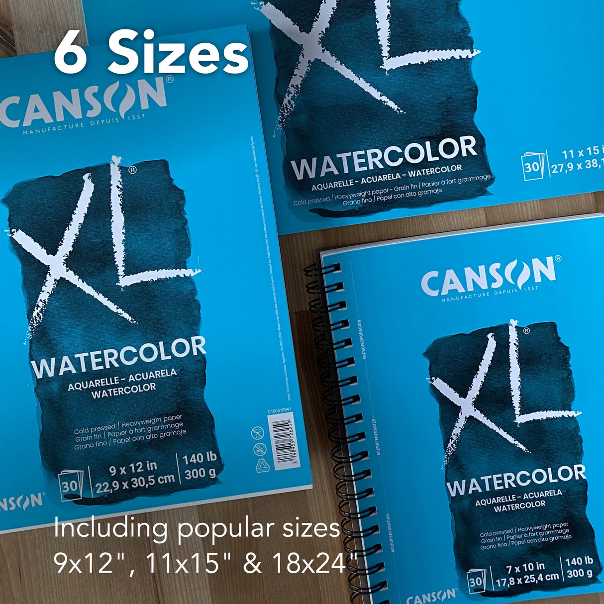 Canson XL Series Watercolor Pad, Heavyweight White Paper, Foldover Binding, 30 Sheets, 11x15 inch Canson