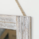 Emaison 16 X 12 Inch Rustic Wood Framed Wall Mirror with Hanging Rope for Farmhouse Decor, for Entryway, Bedroom, Bathroom, Dresser, Wash White EMAISON