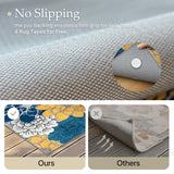 GENIMO Indoor Outdoor Area Rug 8' X 10' Waterproof, Washable Patio Rug Non Shedding, Easy Cleaning Floral Outdoor Carpet for Living Room, Bedroom, Dining Room, Balcony, Backyard, Deck, RV, Blue GENIMO