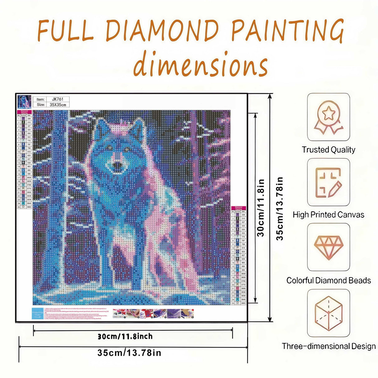 Diamond Art Kits for Adults, Wolves Diamond Painting Kits for Adults Beginner Round Full Drill Gem Painting Diamond Dot Gem Art Kit Home Wall Decor 13.7x13.7inch BYGFHLYW