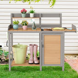 Wooden Potting Bench Table with Sink,Outdoor Garden Table Work Bench with Storage, Workstation for Outside Patio Lawn SoliWood