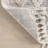 nuLOOM 5x8 Ansley Moroccan Tassel Area Rug, Light Grey, High-Low Textured Bohemian Design, Plush High Pile, Stain Resistant, For Bedroom, Living Room, Hallway, Entryway nuLOOM