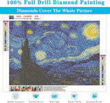 VeGuude Diamond Painting Kits for Adults, Van Gogh Starry Night Diamond Art for Beginner DIY Round 5D Paint with Diamonds Pictures Gem Full Drill Diamond Dots for Home Wall Decor Gifts 12x16inch VeGuude