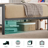 DWVO Farmhouse Queen Bed Frame with LED Lights and Charging Station, Platform Bed Frame with Storage Bookcase Headboard, Sliding Barn Door, Solid Metal Slats, No Box Spring Needed (White) DWVO