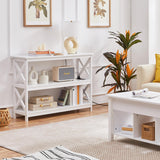 Yaheetech TV Stand with Power Outlet, Entertainment Center for TV up to 45 inch, 3-Tier Open Storage Shelf, Media Console Table for Living Room Bedroom, White Yaheetech