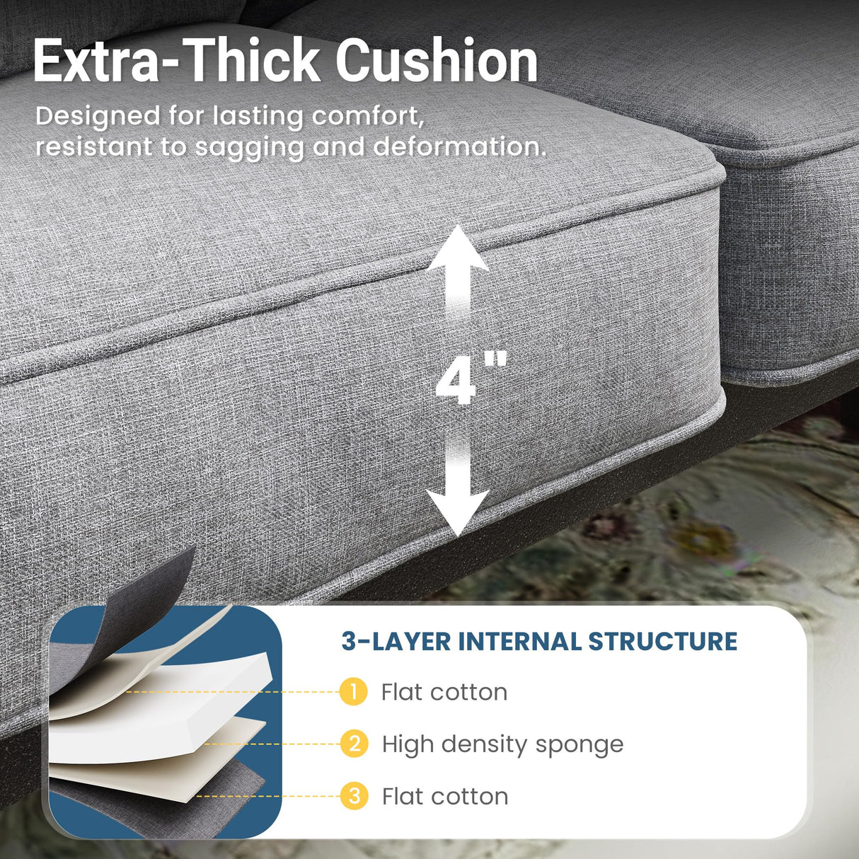 FansaFurn 5-Piece Outdoor Patio Furniture Set, Outdoor Metal Sectional Furniture with Cushions, Outdoor Conversation Seating Set with Coffee Table for Balcony, Garden, Deck, Backyard, Grey FansaFurn