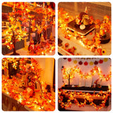 Fall Decorations for Home 9FT Plug in Thanksgiving Lights Lighted Fall Garland 50 Bulbs Maple Leaves Lights, Connectable Fall Light for Indoor Outdoor Halloween, Thanksgiving, Holidays Decorations Dirnun
