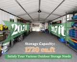 AMERLIFE 13.2x21x8 FT Outdoor Storage Shed, Huge Metal Garage Shed with 2 Double Hinged Doors and 4 Windows, Carport for Car, Truck, Bike, Garbage Can and Lawnmower, Dark Grey AMERLIFE