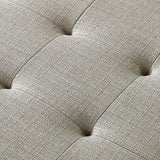 24KF Large Rectangular Upholstered Tufted Linen Fabric Ottoman Bench, Padded Bench with Solid Wood Shelf-Linen 24KF
