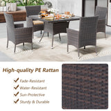 Kullavik 10-Piece Outdoor Dining Set Patio Rattan Furniture Set,Patio Dining Table and Chairs Set with 8 Chairs and Cushions,Square Glass Tabletop with Umbrella Hole for Patio,Backyard,Garden,Sand Kullavik