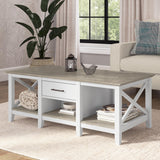 Key West 47.2 x 23.94-Inch Coffee Table, Shiplap Gray/Pure White Bush Business Furniture