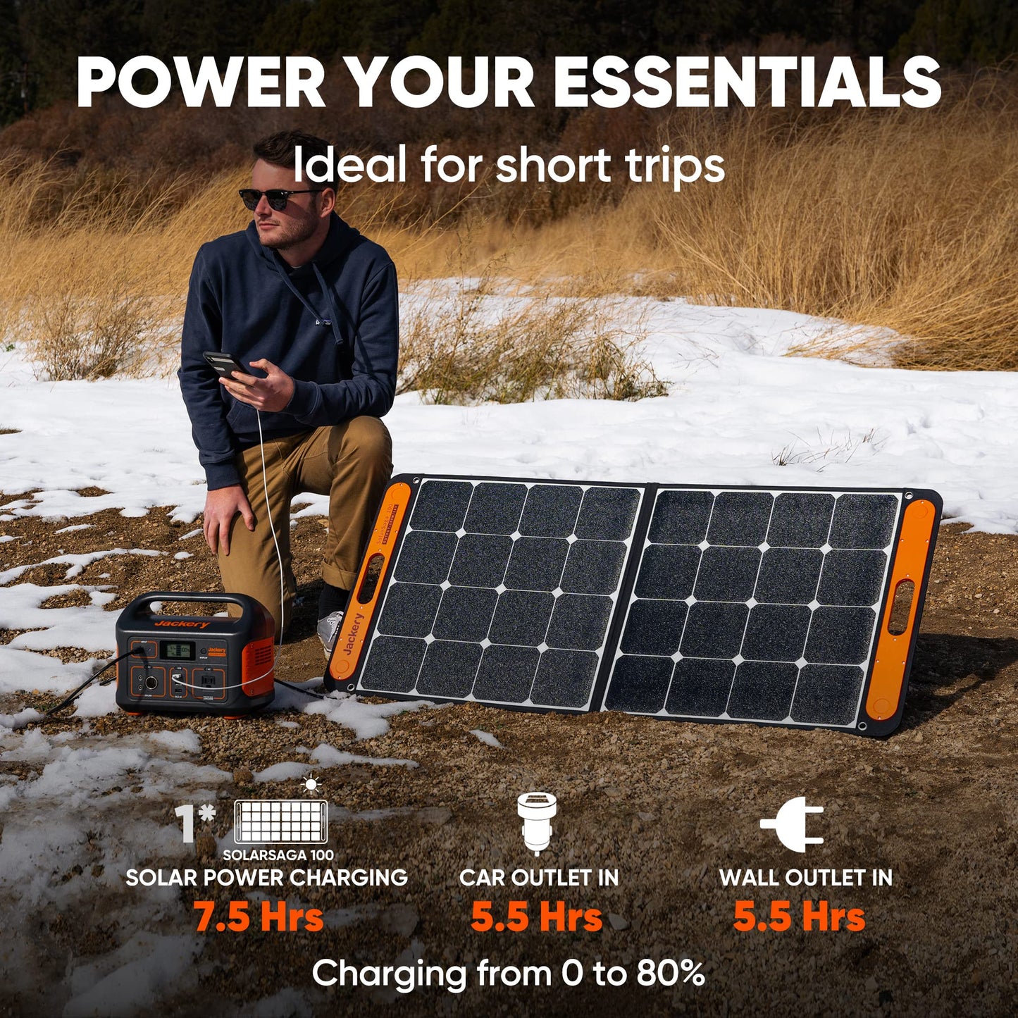 Jackery Portable Power Station Explorer 500, 518Wh Outdoor Solar Generator Mobile Lithium Battery Pack with 110V/500W AC Outlet for Home Use, Emergency Backup,Road Trip Camping (Solar Panel O - WoodArtSupply