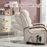 Power Lift Recliner Chair for Elderly People, Dual Motor Lift Chair with Vibration Massage and Heat, Lay Flat Recliner with Solid Wood Armrest, Standing Assistance Reclining, Chenille Fabric Beige EZZUP