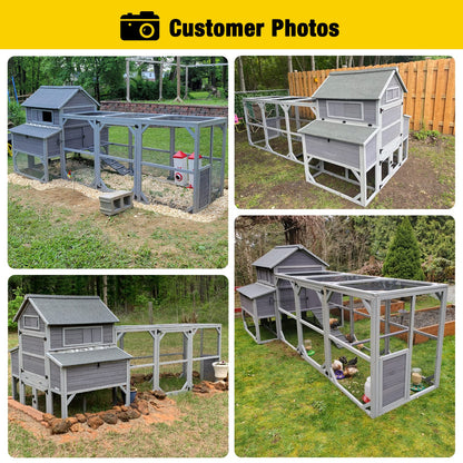 Aivituvin Chicken Coop for 10 Chickens Large Chicken House with Two Nesting Boxes Outdoor Hen House Wooden Poultry Cage with Run 55ft² - WoodArtSupply