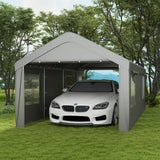Outsunny Carport 10' x 20' Portable Garage, Heavy Duty Car Port Canopy with 2 Roll-up Doors & 4 Ventilated Windows for Car, Truck, Boat, Garden Tools, Gray Outsunny