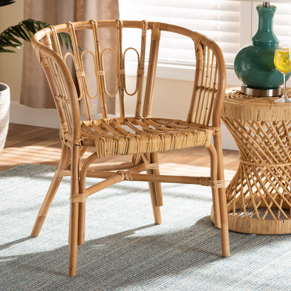 bali & pari Luxio Modern and Contemporary Natural Rattan Dining Chair bali & pari