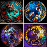 4 Packs Paint by Number for Adults, Animal DIY Acrylic Oil Painting Paint by Numbers Kits on Canvas, Adults Paint by Numbers Kits Drawing Paintwork for Home Decor Gift Dragon 15.7x15.7in KICHANG