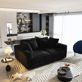 Tabaray 102.4" Oversized Cloud Couch, Convertible 4 Deep Seat Foam Sofa Couch, 2 in 1 Plush Corduroy Sofa with 6 Soft Pillows, Modern Modular Sectional Couches for Living Room, Apartment, Black Tabaray