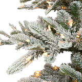 Puleo International Pre-Lit 4.5' Slim Flocked Aspen Fir Artificial Christmas Tree with 200 Lights, Green Puleo International