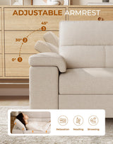 Upvilla 71.25" Modern Sofa Couch for Living Room, Deep Seat Sofas with 8”Cushion, Comfy 2-Seater Chenille Loveseat with Convertible Armrest, Removable Sofa Cover, High Leg (Beige) Upvilla