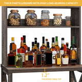 DWVO Black Bakers Rack with Power Outlet and Storage Door Cabinet 5-Tiers Kitchen Tall Microwave Stand Farmhouse Small Pantry Hutch Freestanding Thickened Counter Coffee Bar with Storage Shelves DWVO