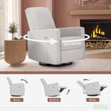 Evolur Harlow Upholstered Power Glider Recliner with USB Charging – Rocking & 360° Swivel with Smooth Glide – Greenguard Gold & FSC Certified – Modern Nursery and Living Room Chair in Fog Evolur