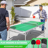GoSports 6 x 3 ft Mid-Size Table Tennis Table Set with Adjustable Height - Green GoSports